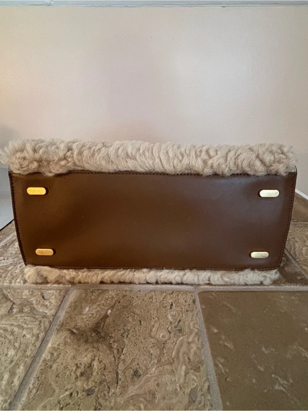 Tory Burch Lee Radziwill Shearling Double Bag in Natural
